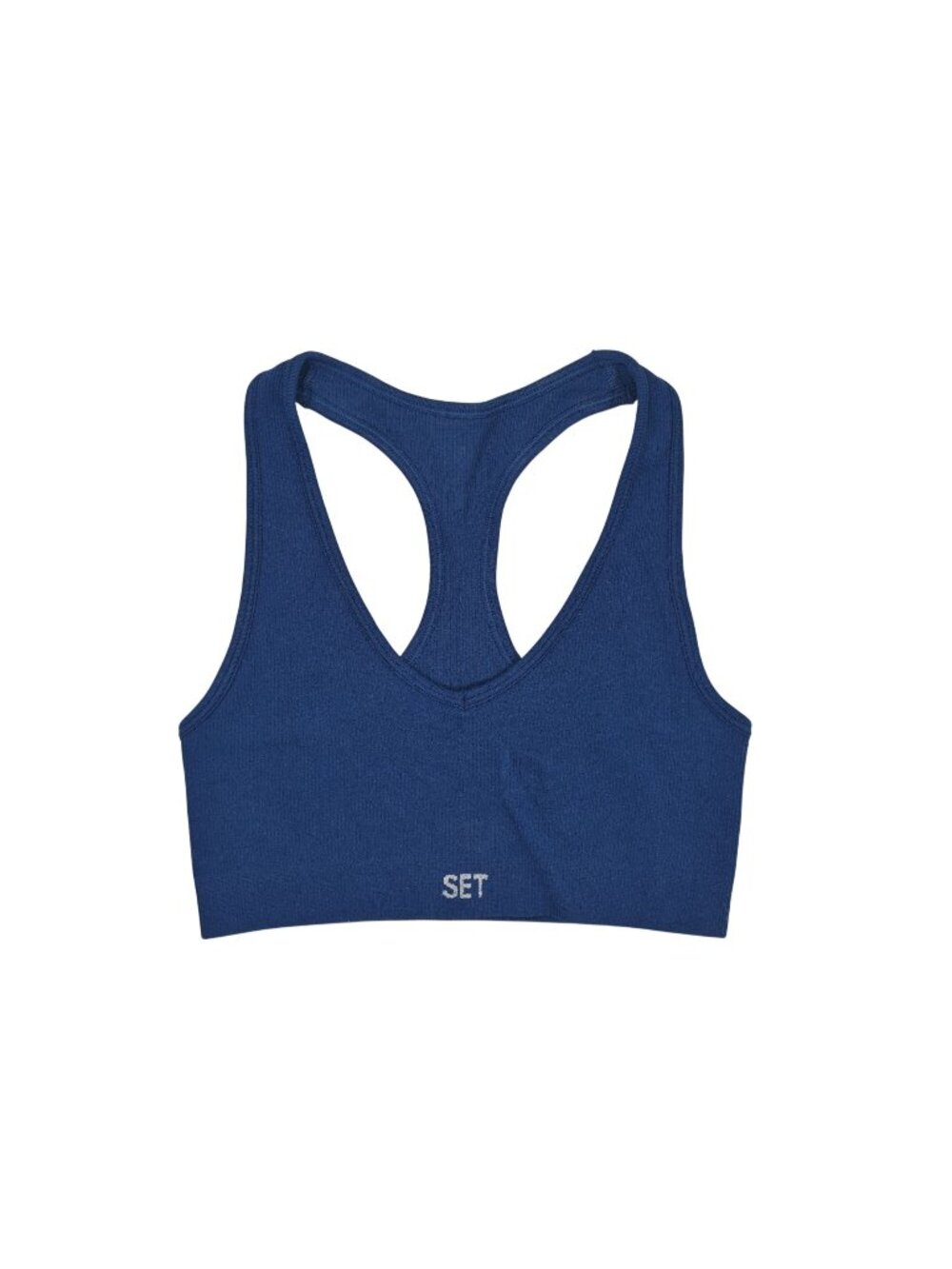 SET Active Ribbed Racer V Sports Bra in Twilight Blue